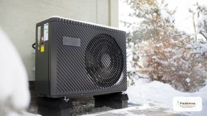 An air conditioner sitting outside in the snow (1)
