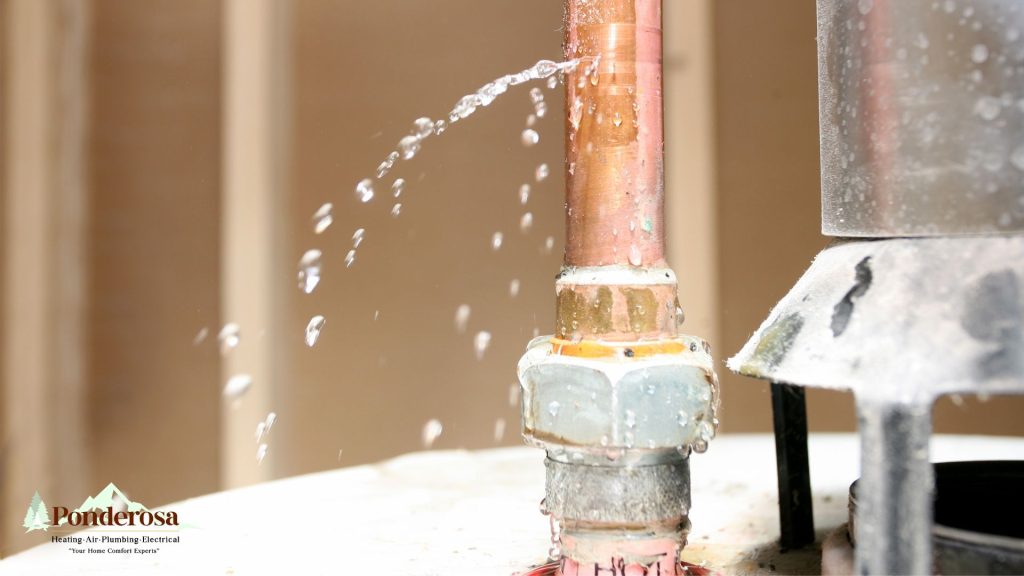 a close up of a leaky water water heater pipe