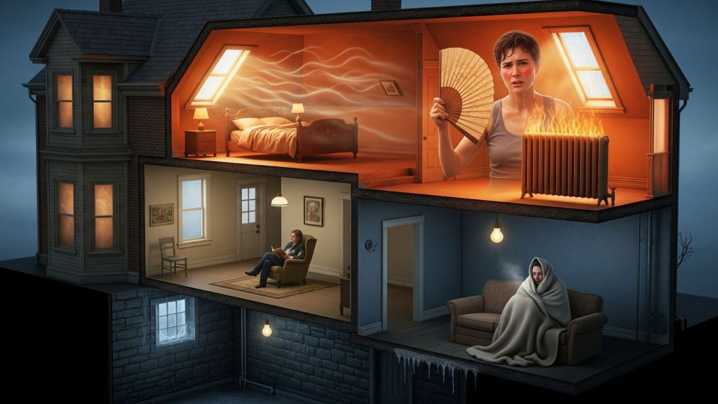 a home showing different temperatures in different rooms