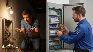 a homeowner vs a professional electrician working on electrical panel